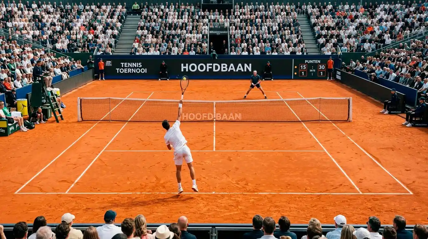 Overzicht van Court Philippe-Chatrier in Stade Roland-Garros tijdens een wedstrijd in de eerste week van het toernooi